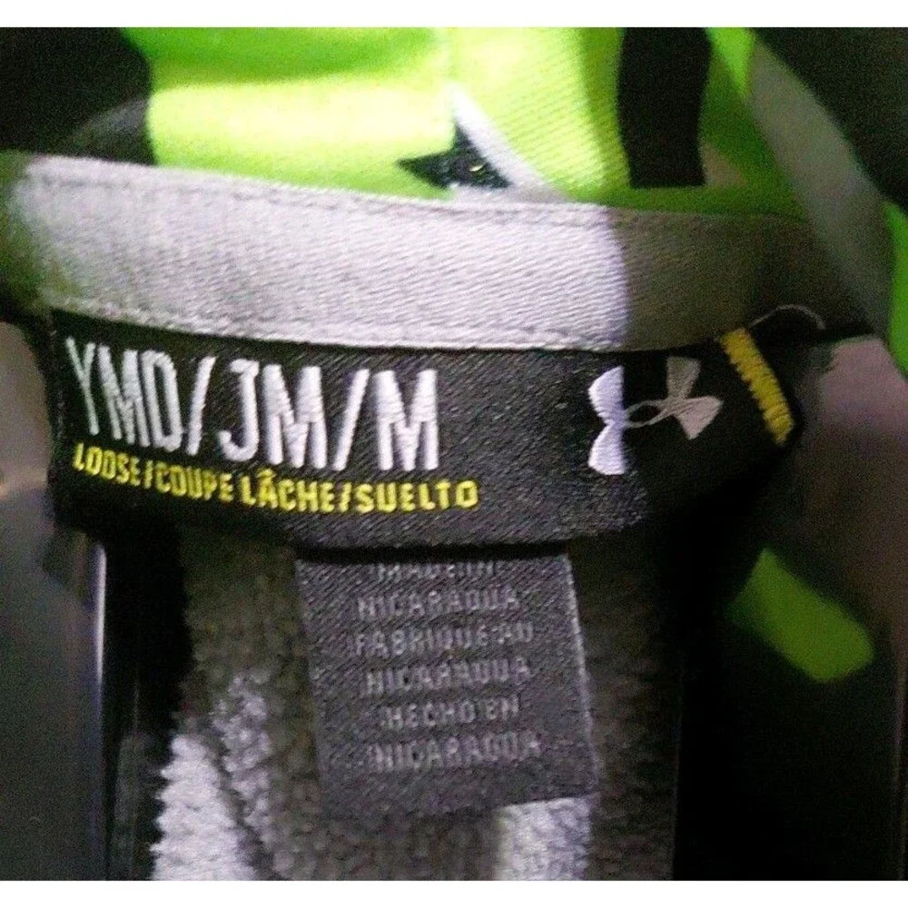 Kid's Under Armour Gray Hoodie with Neon Logo Size M
